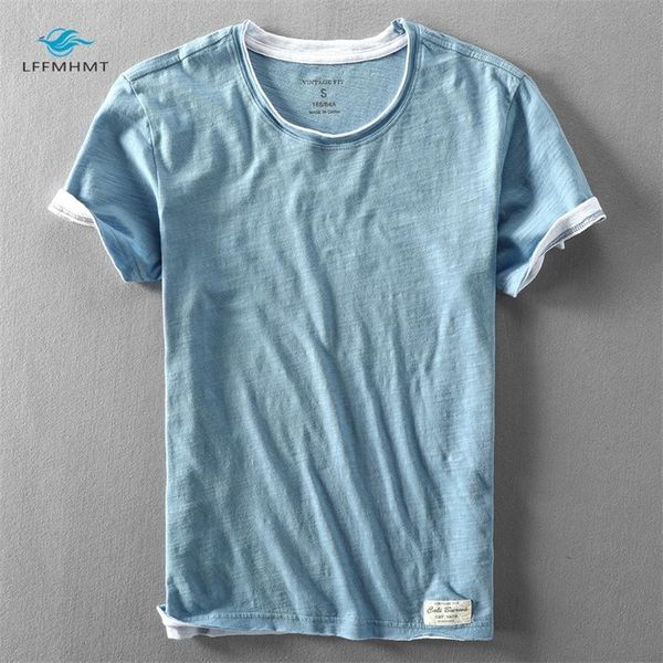 

men summer fashion japan style cotton solid color short sleeve tshirt male casual simple thin white tee tshirts 220611, White;black