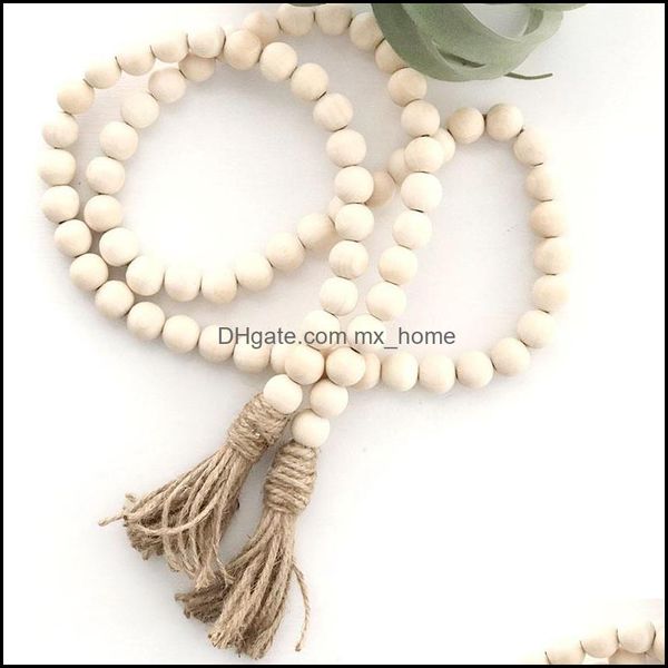 

wall decor nursery store baby kids maternity natural wooden tassel bead string chain hand made wood farmho dhhen