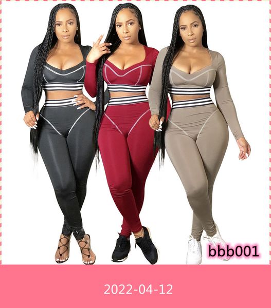 

women's tracksuits athletics fashion women two piece sets skinny line autumn in 3 colors crop and pants suit, Gray