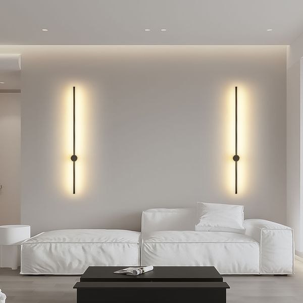 LED-Wandleuchte, moderne Wandleuchte mit schwarzer Linie, um 360 ° gedreht, einfaches Wohnzimmer, TV, Sofa, Hintergrund, Schlafzimmer, Nachttisch, dekorative Beleuchtung