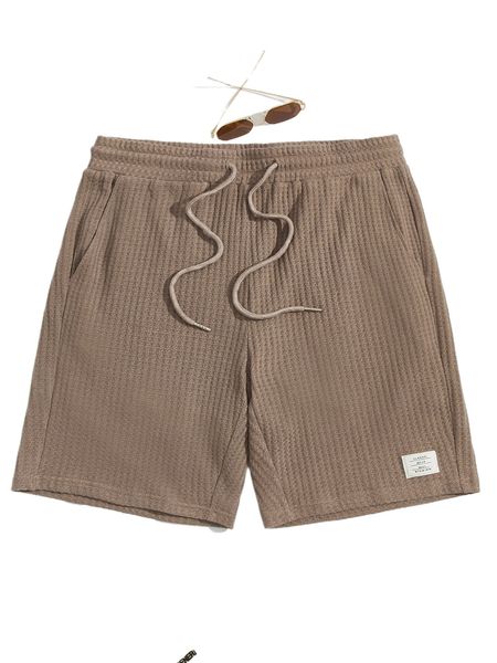 

men drawstring waist letter patched shorts m802#, White;black