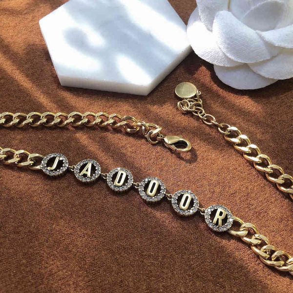 

jewel new letter full diamond necklace fashion brass material, Black
