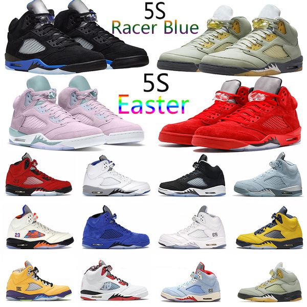 

jumpman 5 5s mens basketball shoes racer blue easter concord oreo red suede sail wolf gray fire red moonlight michigan what the men trainer
