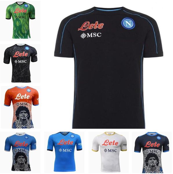 

napoli maradona soccer jerseys 2021 2022 special koulibaly home third fourth zielinski lozano osimhen insigne 21/22 naples mertens men kids, Black;yellow