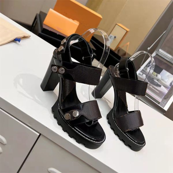 

luxury designer ladies heel sandals fashion louiseity casual letters dress shoes viutonity c020, Black