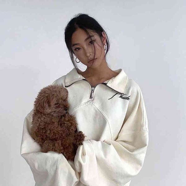 

men hoodies for designer hip hop high version early autumn new fashion rhude stand collar half zip embroidery stitched men's and women&, Black