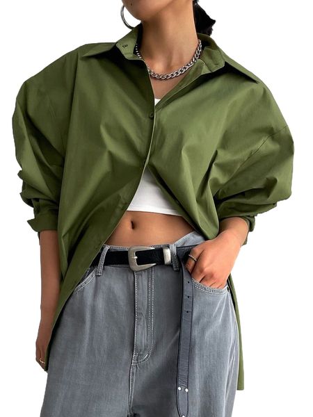 

dazy solid drop shoulder blouse h2as#, White