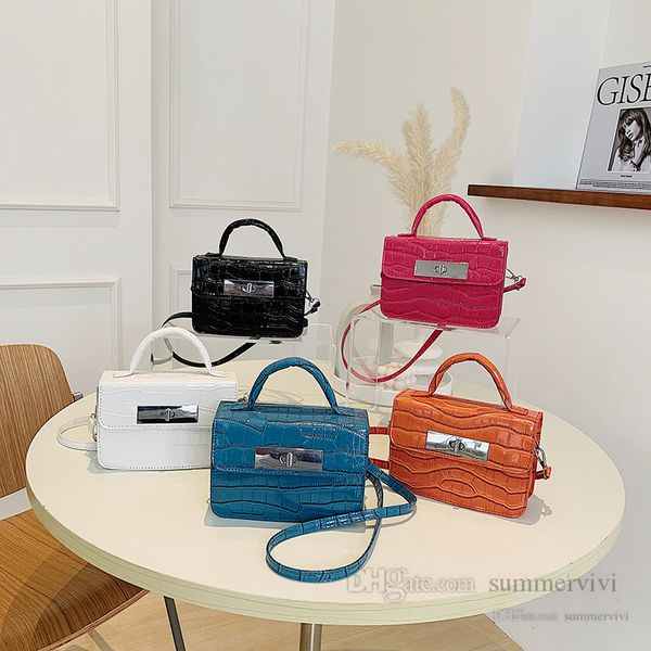 

luxury children crocodile grian handbags old girls metals buckle single shoulder bag big kids pu leather messenger square bags q7005, Black
