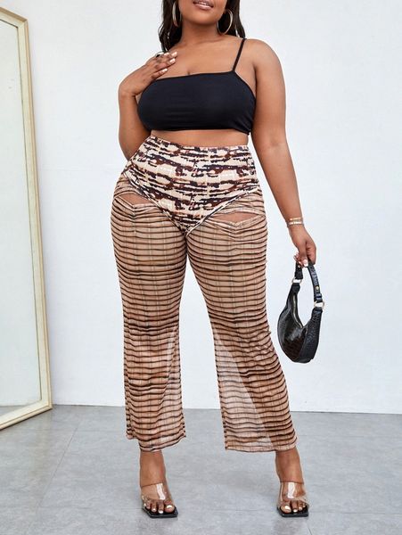 

sxy plus high waist shorts & cut out pants h76h#, Black