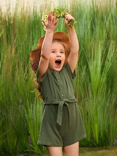 

toddler girls button front bow front jumpsuit she, Blue