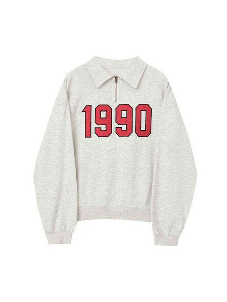 

2022 women american vintage lapel hoodie long sleeve print pullovers autumn loose korean cozy solid color fashion design ne t220726, Black