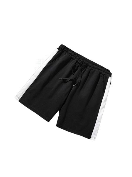 

men contrast side seam drawstring waist shorts r5qv#, White;black