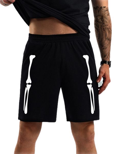 

men skeleton print shorts i5f4#, White;black