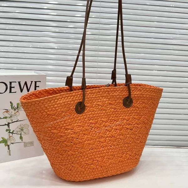 

summer straw bags beach travel shopping tote bag luxury women shoulder handbag hollow out woven letter large capacity lady buckets purse des