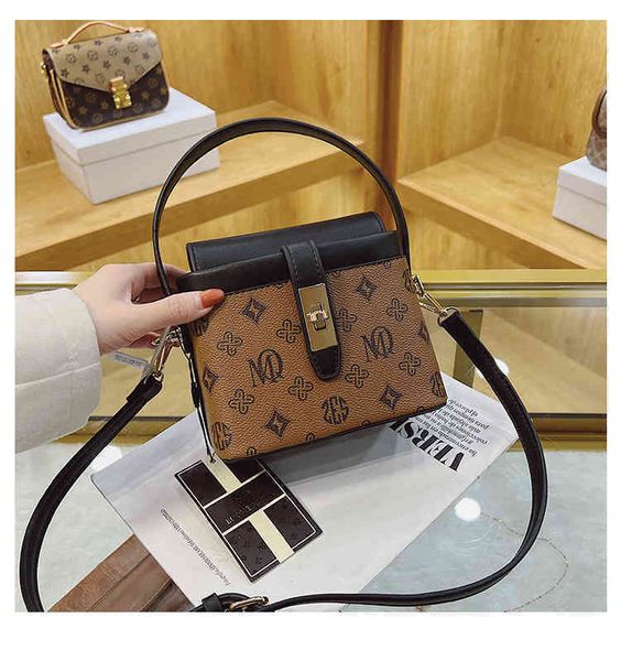 

one shoulder live printing handbag box bag foreign style bucket bag