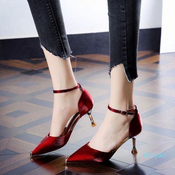 

dress shoes women fashion light weight buckle strap stiletto heel lady cool party, Black