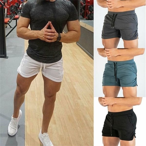 

men gym training shorts workout sports casual clothing fitness running male short pants swim trunks beachwear 220722, White;black