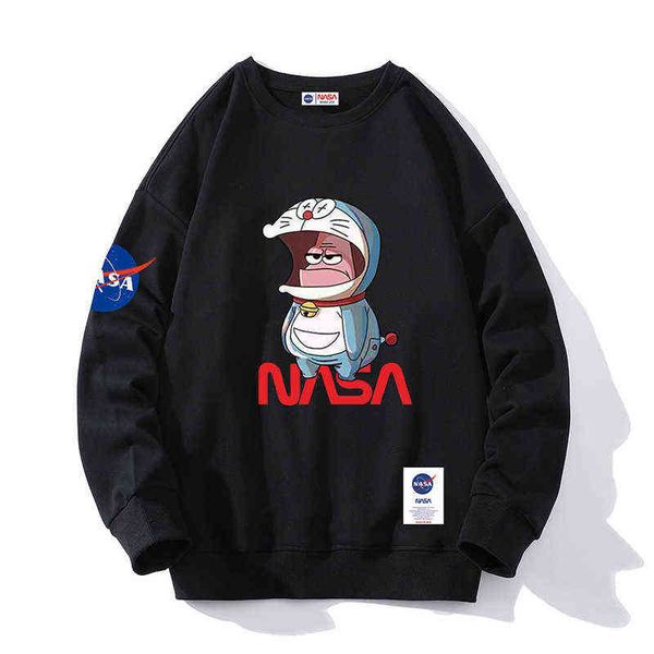 

hoodies sweatshirts designer hoodie nasa co branded 2022 new sweater men's round neck trend cartoon print versatile loose casual couple, Black