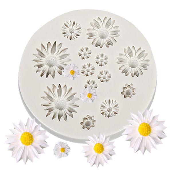 Rosenblüten-Silikonformen, Backformen, Gänseblümchen, Chrysanthemen, Fondant, Kuchen, Schokoladenformen, Polymer-Ton, Kuchendekoration, Süßigkeiten, Eiswürfel, Seife, Wachs, Herstellung, DIY 2111474