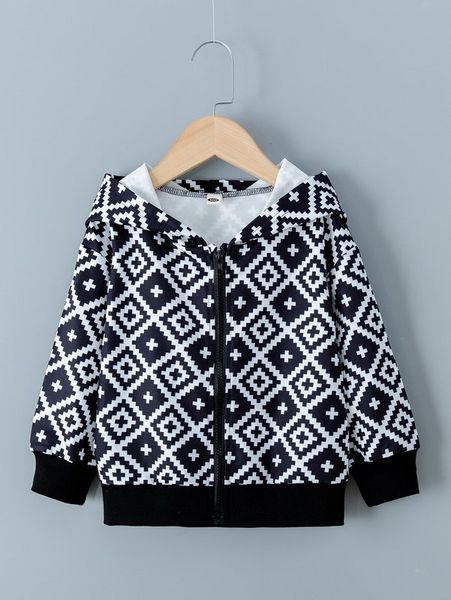 

toddler boys geo print hooded jacket she, Blue;gray