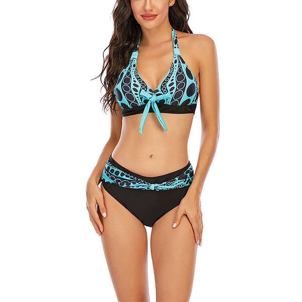 

2021 new swimsuit final print split bikini no logo
