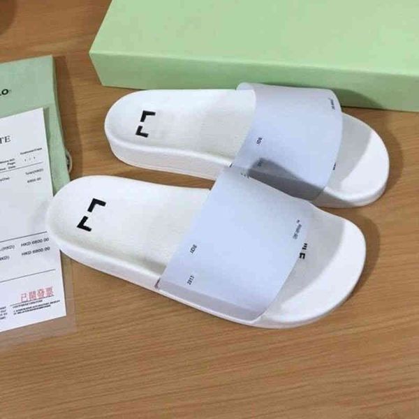 

luxury mens womens offs slippers home office fashion sandals beach slide classic summer slipper casual female shoes print stripes leather so, Black
