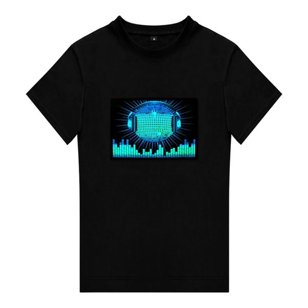 

christmas party dj equalizer display luminous light up glowing led tshirt 220608, Black