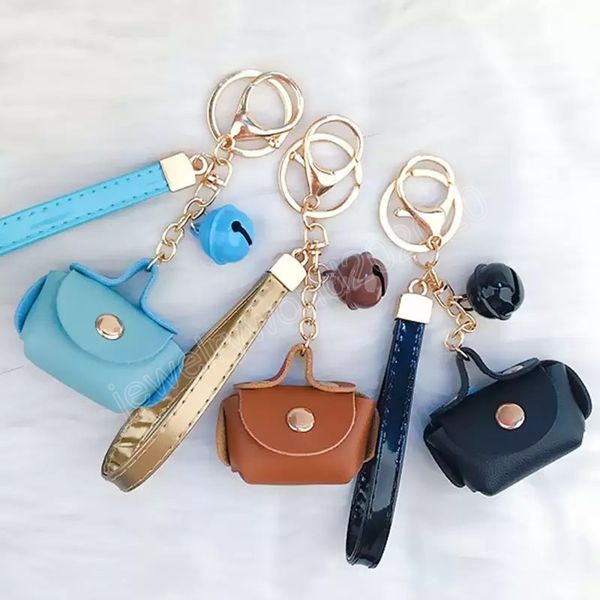 

pu leather keychains rings strap bell coin purses case car keyrings holder for men gifts cute bag pendant charms women fashion design key ch, Slivery;golden