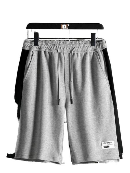 

men letter embroidery contrast side seam track shorts r26q#, White;black