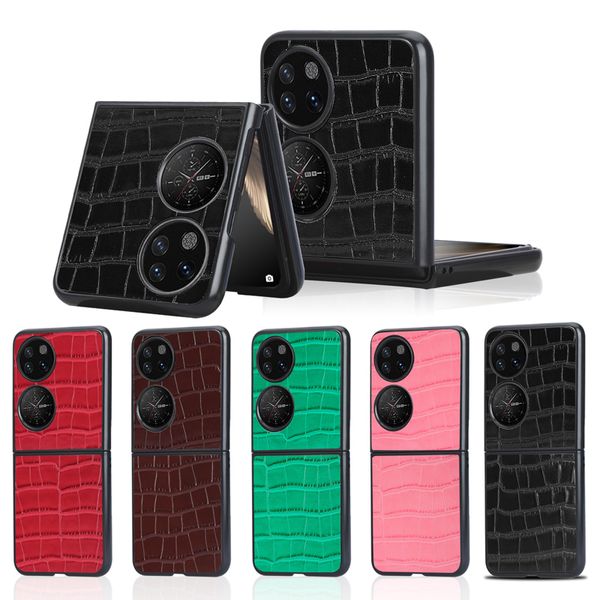 Negócios Bambu Joint Puole PU PU PC Hard PC Anti Slip Capas de Proteção Imperceptível Anti-Scratch Lightweight para Huawei P50 Bolso Samsung Galaxy Z Flip 3 5G Flip3