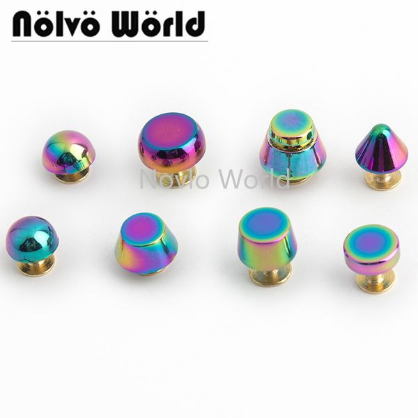 

10-50-200pcs rainbow colorful stud chicago screws solid copper screw rivets for leather bag belt bracelets decoration 220505, Black