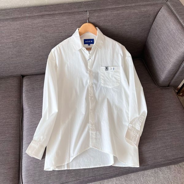

casual striped pocket men women couple long sleeve shirts white, White;black