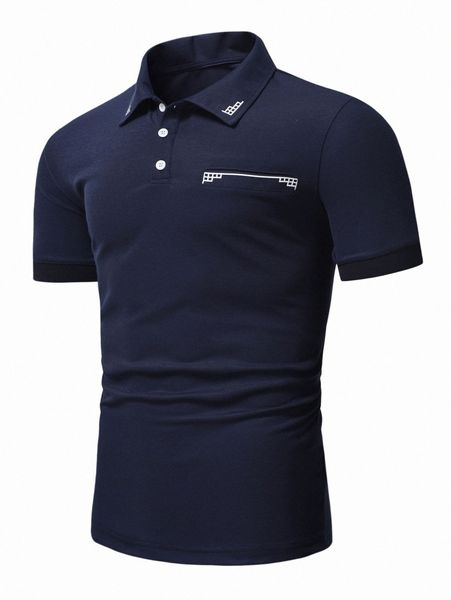 

men contrast geo panel polo shirt e1pl#, White;black