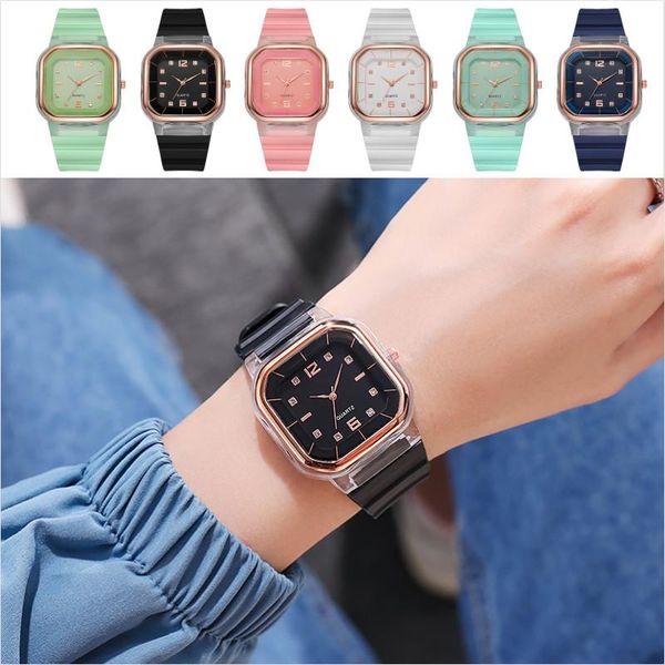 Нарученные часы простые девушки смотрят пару квадратных личностных силиконовых ремешков Quartz Forte Creative Watcheswatches