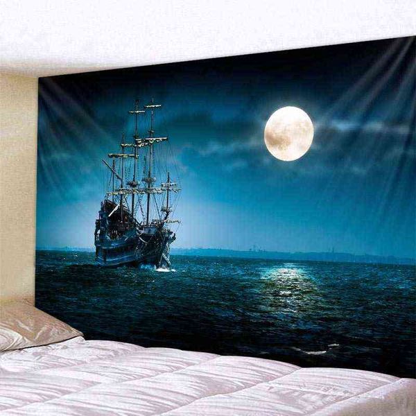 Tapeçaria náutica Bohemia Decoração de quarto de parede estética Decorações da sala de estar pendurada pano j220804