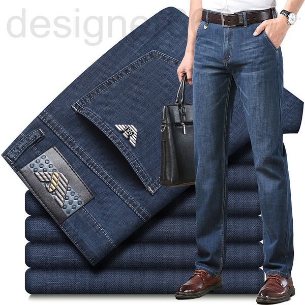 

men's jeans designer spring and summer thin brand loose straight elastic high waist casual pants vgmf, Blue