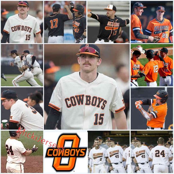 

xflsp 2022college custom oklahoma state cowboys baseball jersey 4 kaden polcovich 7 max hewitt 1 hueston morrill 14 noah sifrit 15 cade cabb, Black