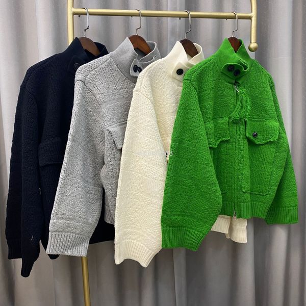 

women's knits & tees winter heavy industry double zipper stand collar fashion cardigan sweater coat loose thickened nanyou, White