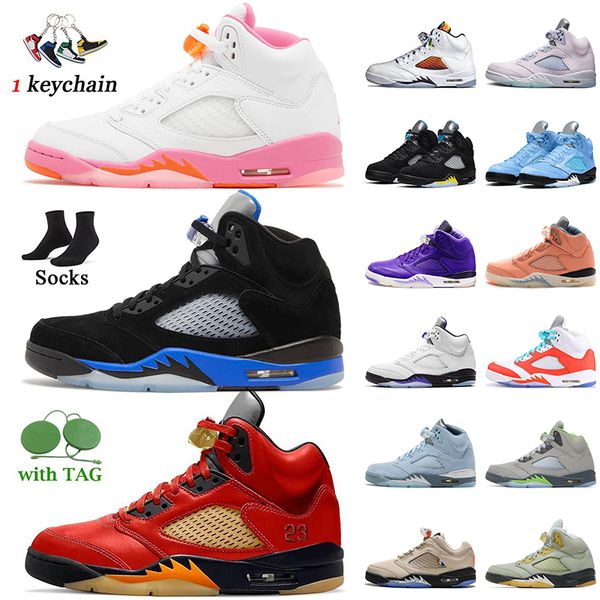 

big size 13 mens trainers jordens 5 women men basketball shoes with socks jumpman pinksicle 5s aqua psgs unc sail dj khaled x we the mars f