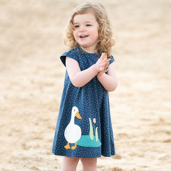 

little maven summer baby girl clothes brand striped dress kids cotton animal bunny flower print sleeveless dresses, Red;yellow