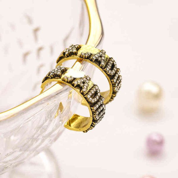 

fine small fragrance letter five pointed star 925 silver needle earrings ring steel seal copper plated real gold diamond earrings, Golden