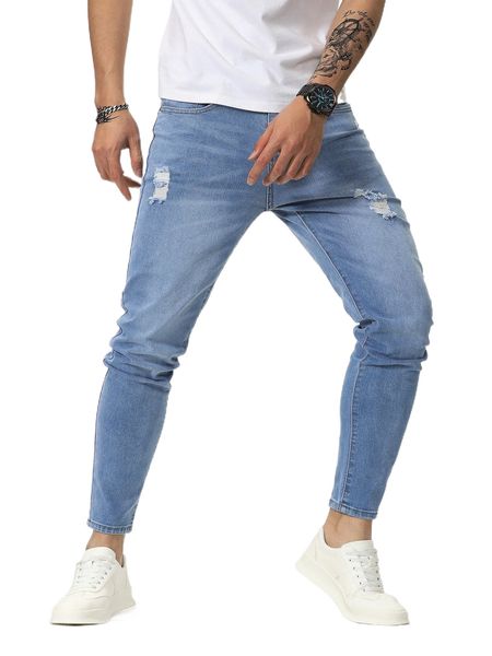 

men ripped frayed carrot jeans g4cp#, Blue
