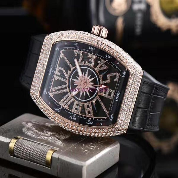 

fashion mens luxury watch shinning diamond iced out watches brand new yachting designer quartz movement party dress wristwatches c332e, Slivery;brown