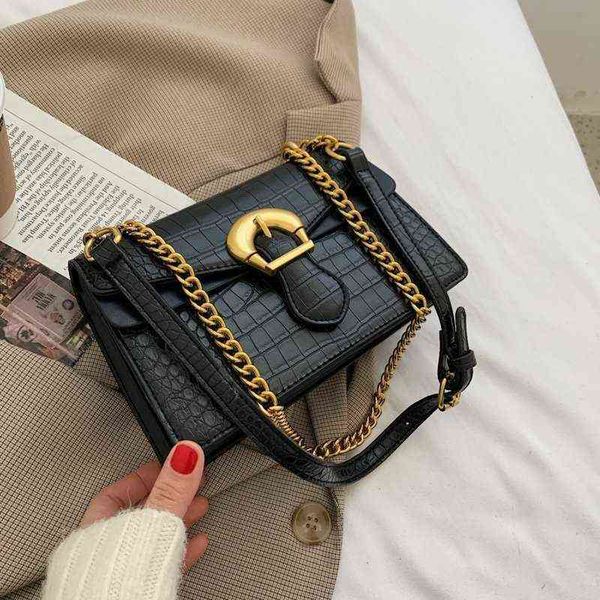 

hbp crossbody bag vintage crocodile pattern pu leather chain s for women retro hasp female shoulder ladies purses and handbags 220727