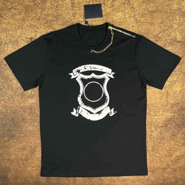 

women's t-shirt l family high version correct printed shield pull lock short sleeve can be solid, White