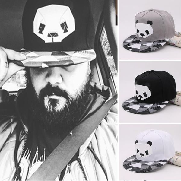 

ball caps 3d panda pattern baseball cap women men outdoor snapback hip hop rubber adjustable flat brimmed hat, Blue;gray