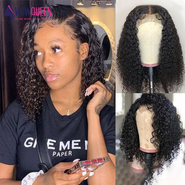 

short wig curly human hair wig peruvian remy 13x6 lace front wig pre plucked, Black