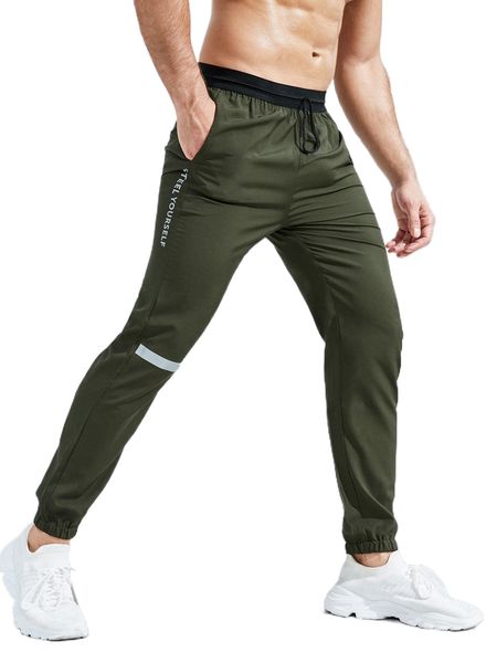 

men slogan graphic sports pants o2he#, Black