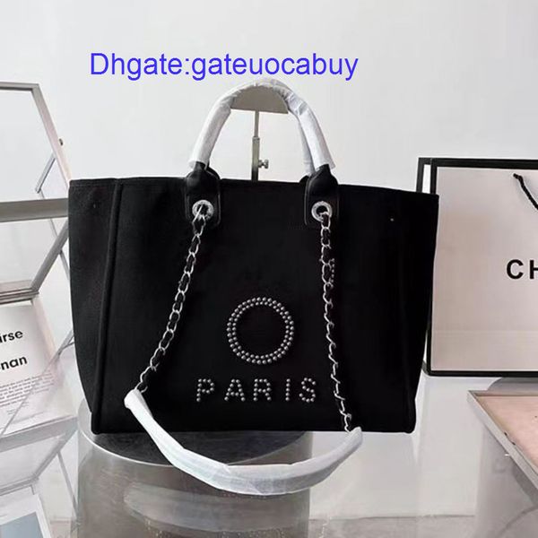 

luxury fashion women label pearl beach bags brand ch canvas evening bag female classic big handbags designers ladies backpack portable large