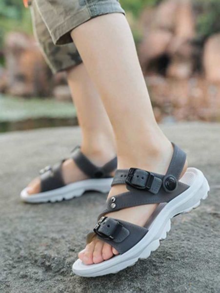 

boys buckle decor sport sandals she01, Black;red